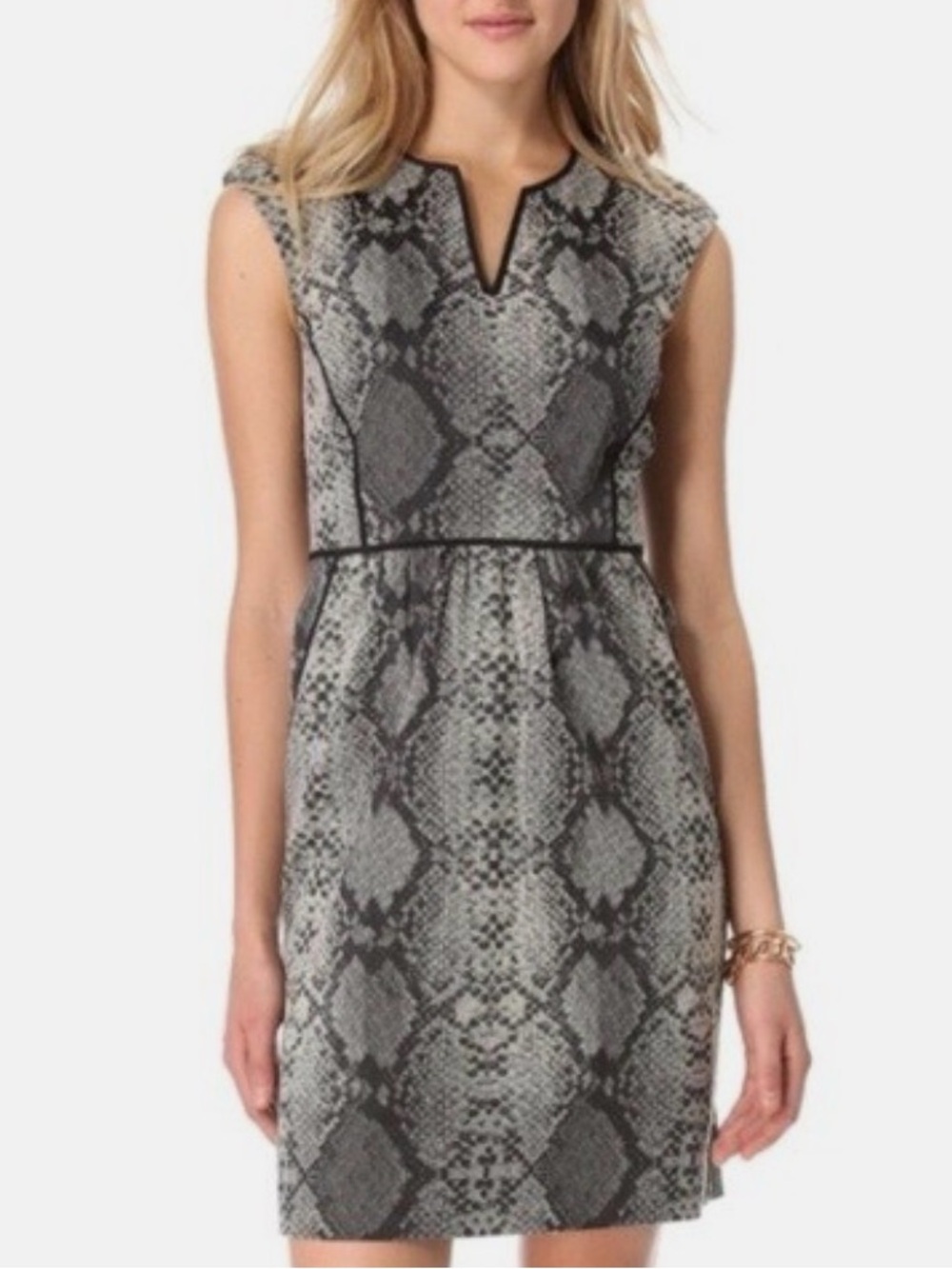 Rebecca Taylor | Python Print Cap Sleeve V Neck Sheath Dress w Pockets | Sz 6